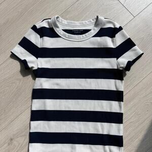 Navy and cream striped american